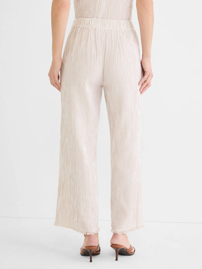28" Pinstripe Gauze Wide Leg Pant in lightweight breathable fabric by NIC AND ZOE, Women's Pants