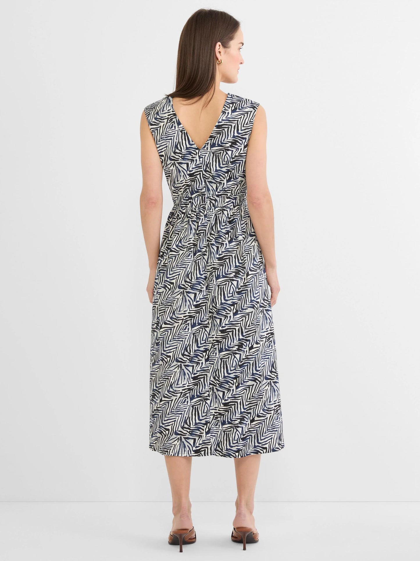 Inked Lines Dierdre Dress in black and blue abstract zigzag pattern with stretch waist by NIC AND ZOE