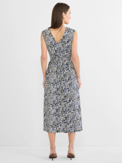 Inked Lines Dierdre Dress in black and blue abstract zigzag pattern with stretch waist by NIC AND ZOE