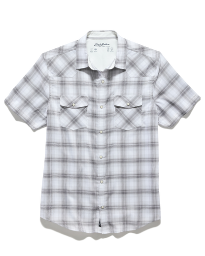 Bluffs SS Performance Western Shirt - Grey/White