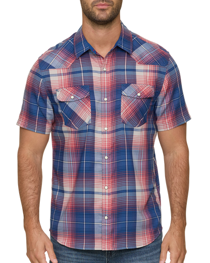 Hurst SS Outdoor Performance Western Shirt in moisture-wicking plaid by FLAG & ANTHEM