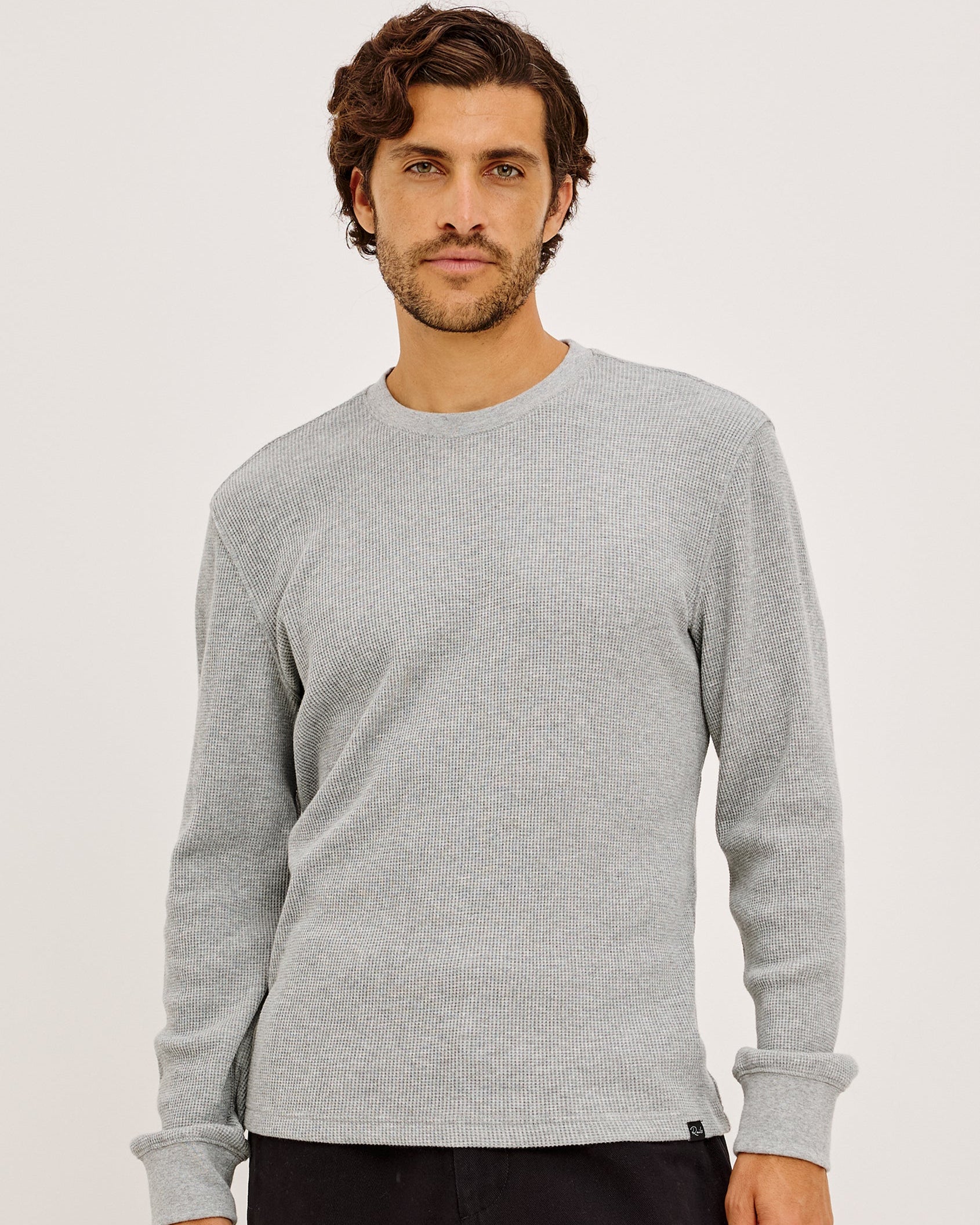 Smith Thermal - Heather Grey midweight cotton blend thermal in soft micro-waffle texture by RAILS
