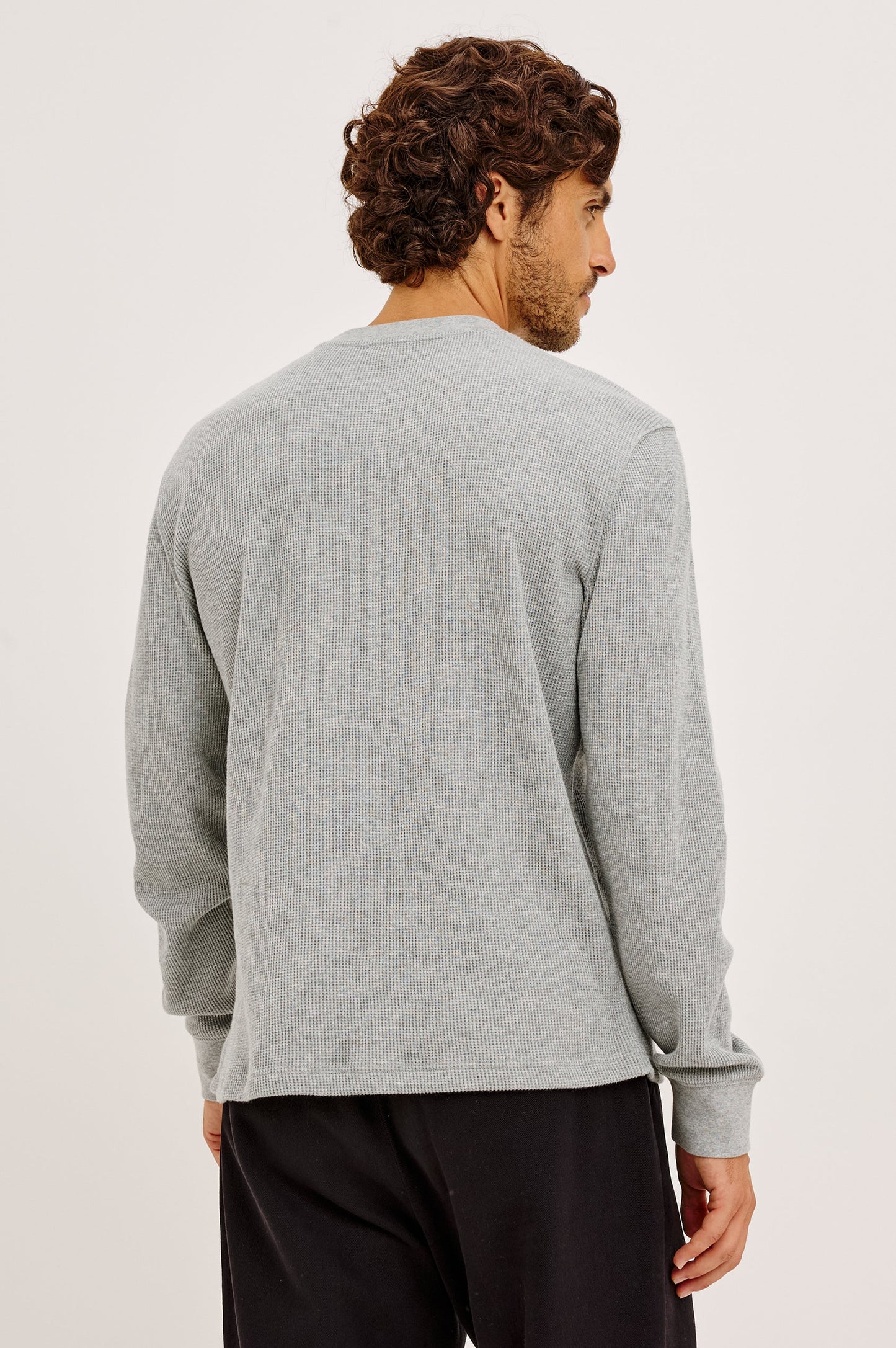 Smith Thermal - Heather Grey midweight cotton blend pullover with micro-waffle texture by RAILS