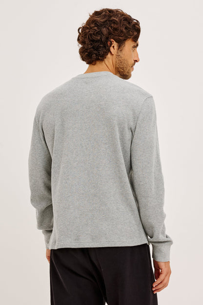 Smith Thermal - Heather Grey midweight cotton blend pullover with micro-waffle texture by RAILS