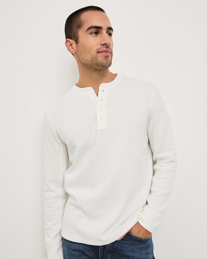 Soto Henley - Whitecap in soft cotton modal rib fabric, long sleeve men's shirt by RAILS