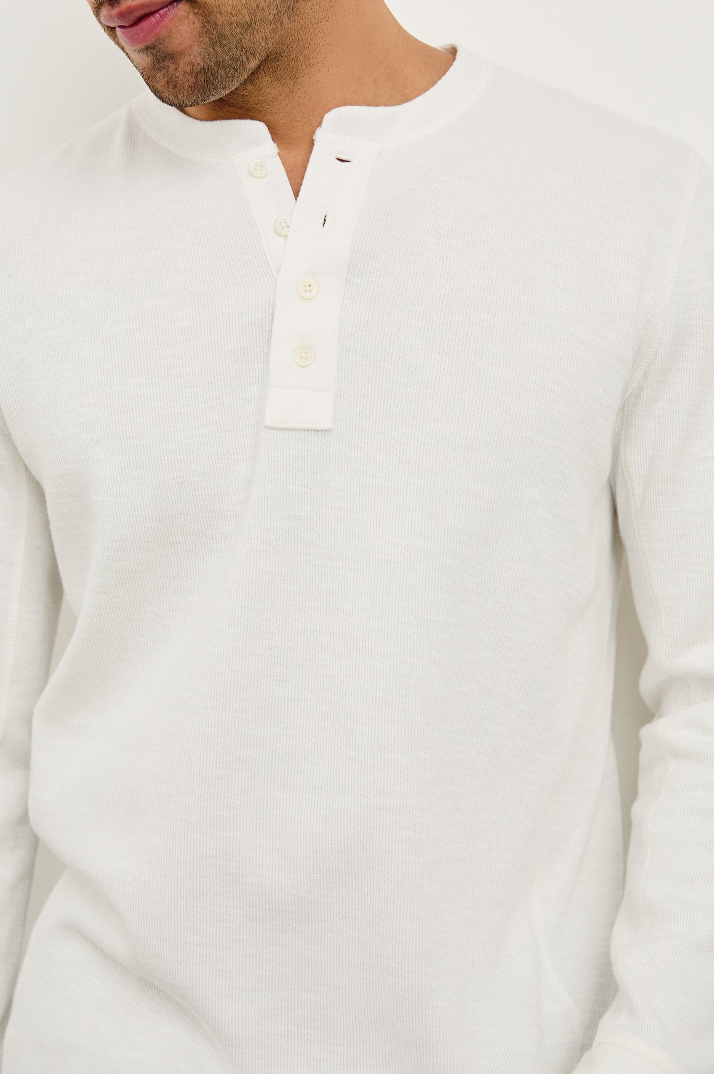 Soto Henley - Whitecap in soft cotton modal rib fabric, long sleeve shirt by RAILS