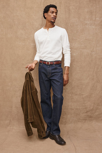 Soto Henley - Whitecap in soft cotton-modal rib fabric, long sleeve men's shirt by RAILS