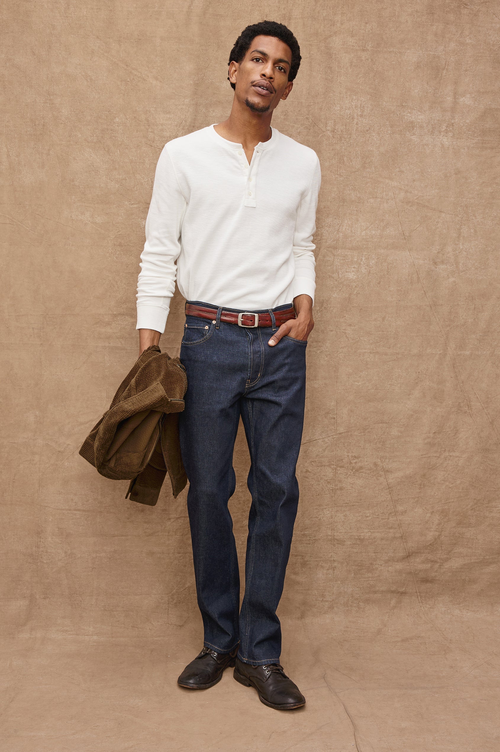 Soto Henley - Whitecap in soft cotton modal rib fabric, long sleeve shirt, RAILS, Fredericksburg TX
