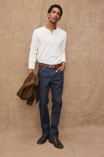 Soto Henley - Whitecap in soft cotton modal rib fabric, long sleeve shirt, RAILS, Fredericksburg TX