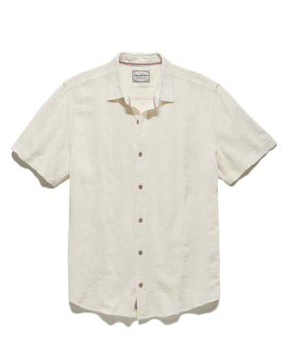 Oceanside SS Linen Blend Shirt - White in breathable linen blend, curated Fredericksburg style