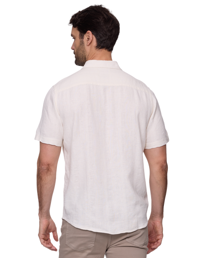 Oceanside SS Linen Blend Shirt - White in breathable fabric from FLAG & ANTHEM, curated Fredericksburg style