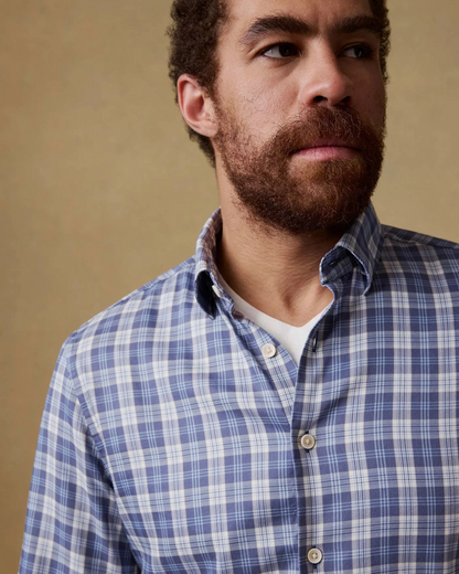 Movement Monterey Shirt - Blue Isle Plaid, breathable wrinkle-resistant men's shirting by FAHERTY, Fredericksburg TX