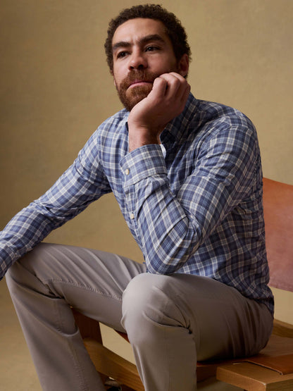 Movement Monterey Shirt - Blue Isle Plaid by FAHERTY, men's wrinkle-resistant long sleeve shirt