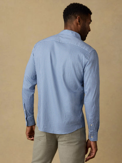 Movement Monterey Shirt - White Blue Check, breathable, stretch cotton men's long sleeve by FAHERTY
