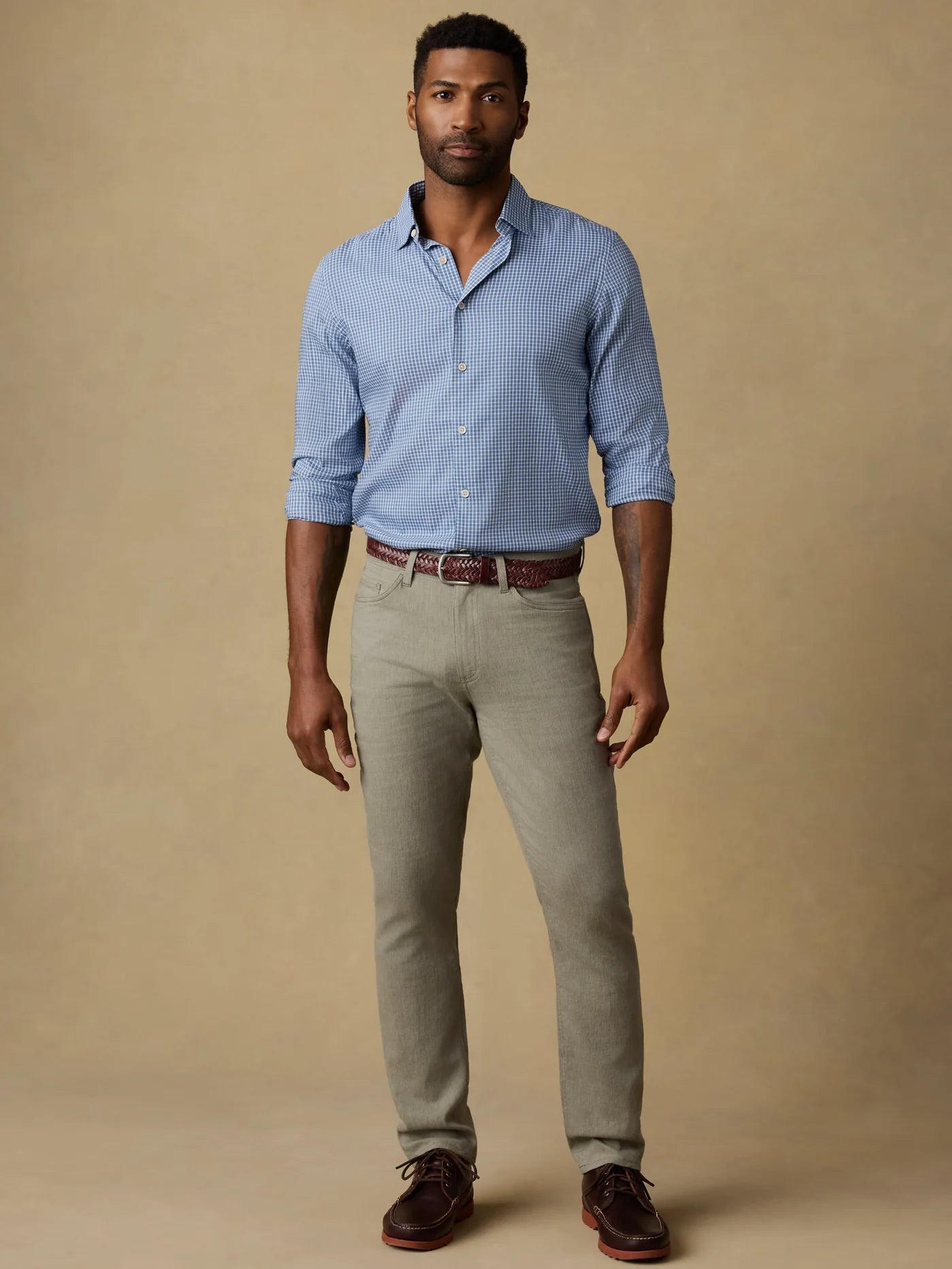 Movement Monterey Shirt - White Blue Check, breathable stretch cotton men's long sleeve by FAHERTY