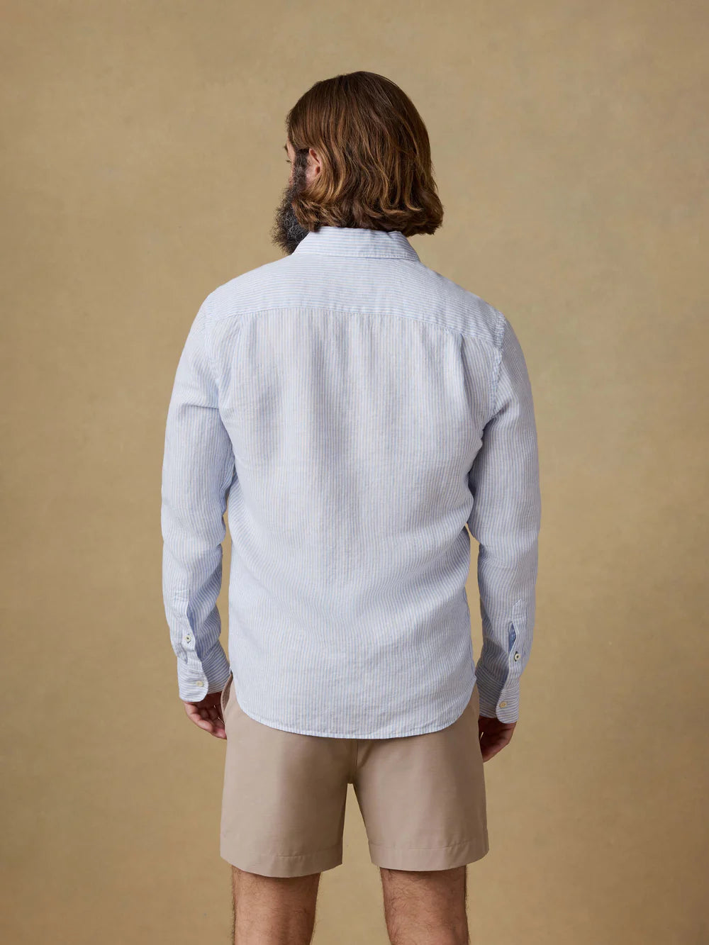 Laguna Linen Shirt - Summer Classic Stripe breathable long sleeve by FAHERTY, Fredericksburg TX