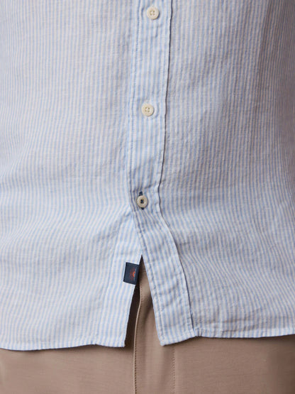 Laguna Linen Shirt - Summer Classic Stripe breathable striped linen by FAHERTY, men's long sleeve
