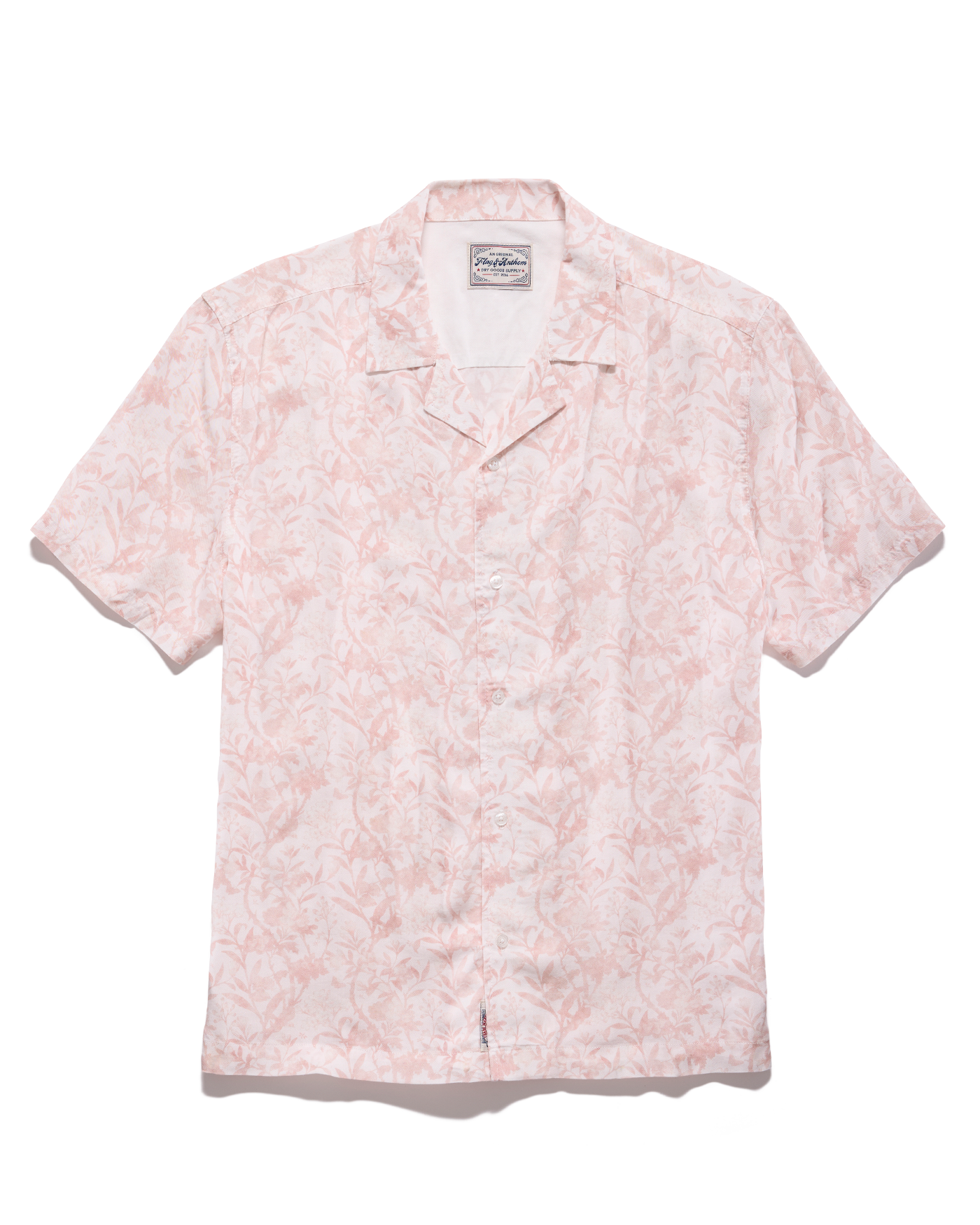 Edenton SS Vintage Wash Printed Shirt in pink and white lyocell by FLAG & ANTHEM