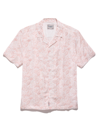 Edenton SS Vintage Wash Printed Shirt in pink and white lyocell by FLAG & ANTHEM
