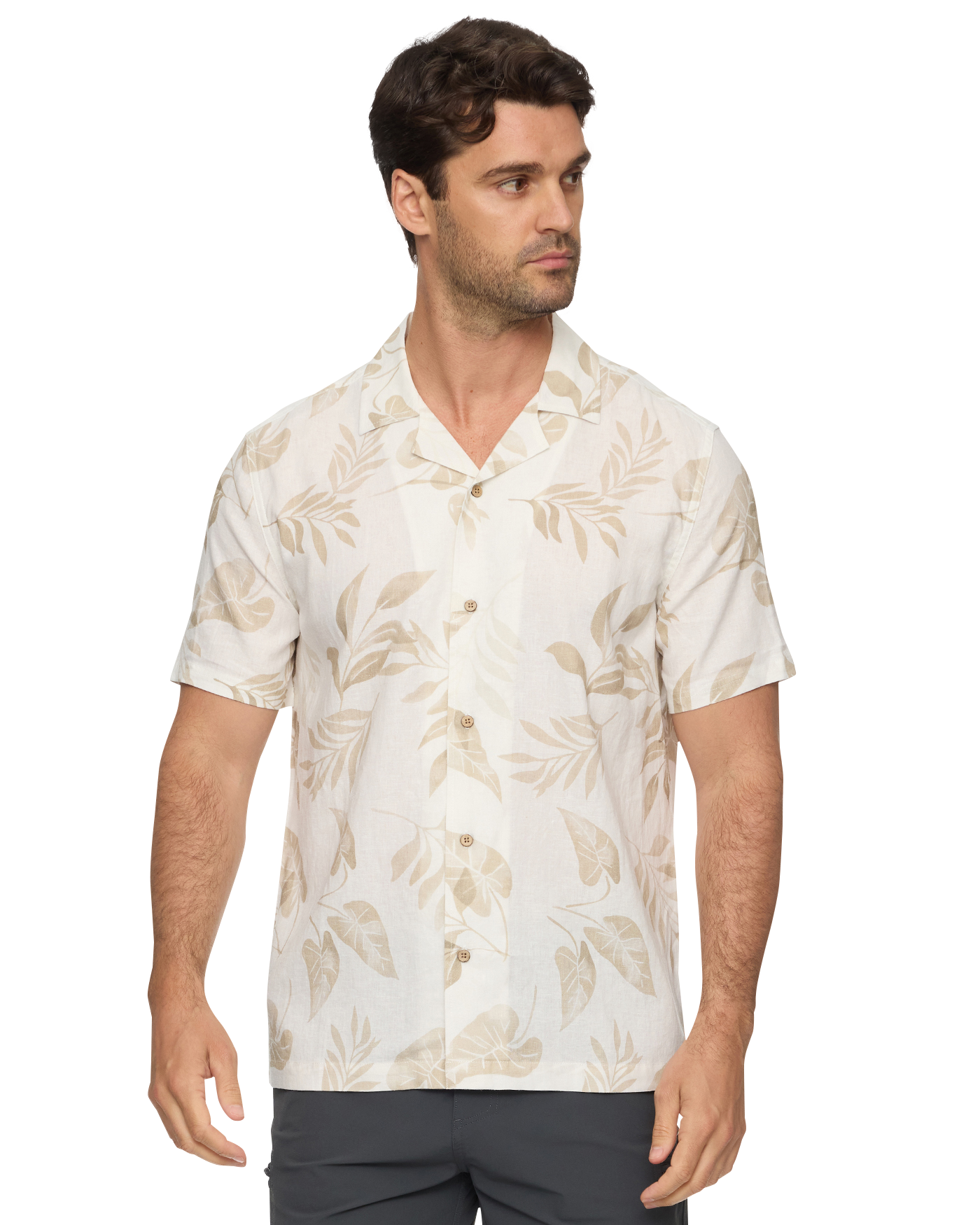 Parons SS Leaf Print Camp Collar Shirt