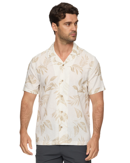 Parons SS Leaf Print Camp Collar Shirt