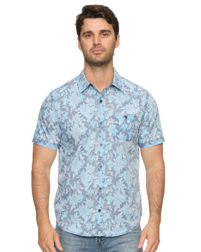 Hinesburg SS Floral Vintage Soft Shirt in blue floral pattern, FLAG & ANTHEM, Fredericksburg TX boutique