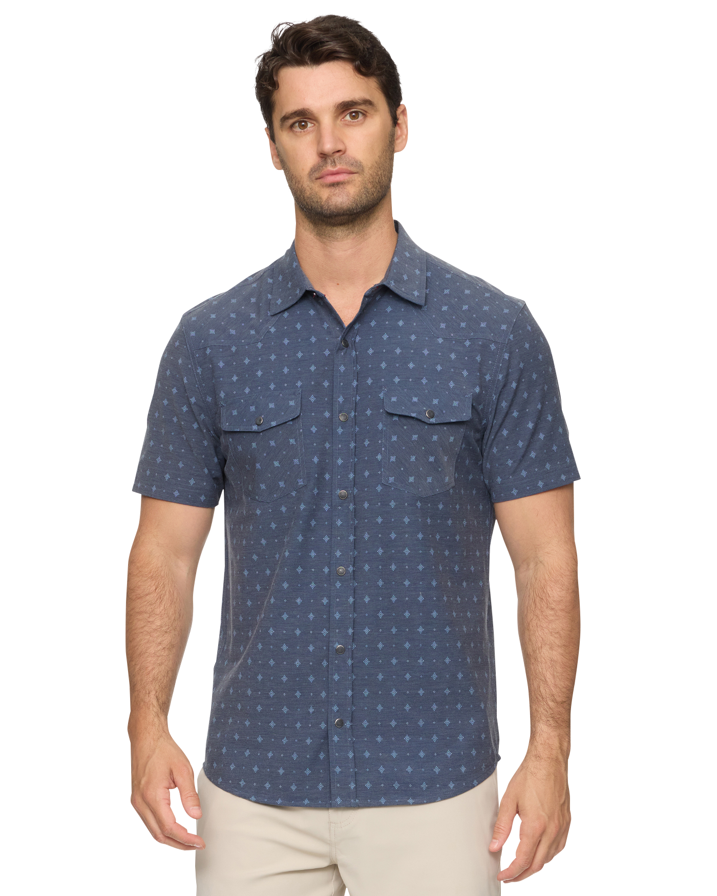 Marion SS Southwest Print Outdoor Performance Western Shirt in blue by FLAG & ANTHEM