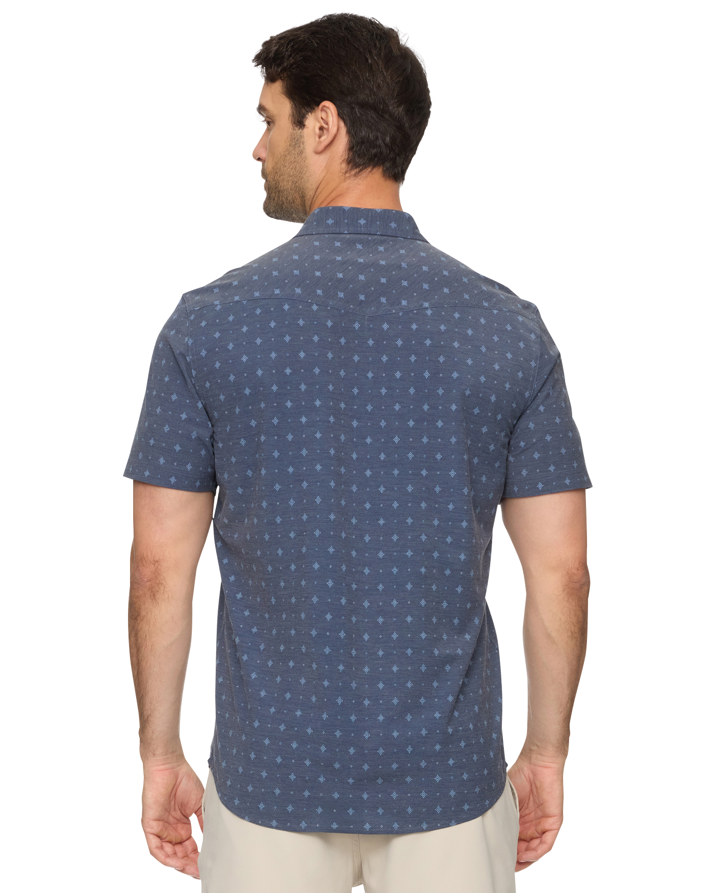 Marion SS Southwest Print Outdoor Performance Western Shirt in blue with stretch by FLAG & ANTHEM