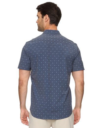 Marion SS Southwest Print Outdoor Performance Western Shirt in blue with stretch by FLAG & ANTHEM