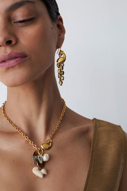 Peacock Chandelier Earrings Whiskey Quartz