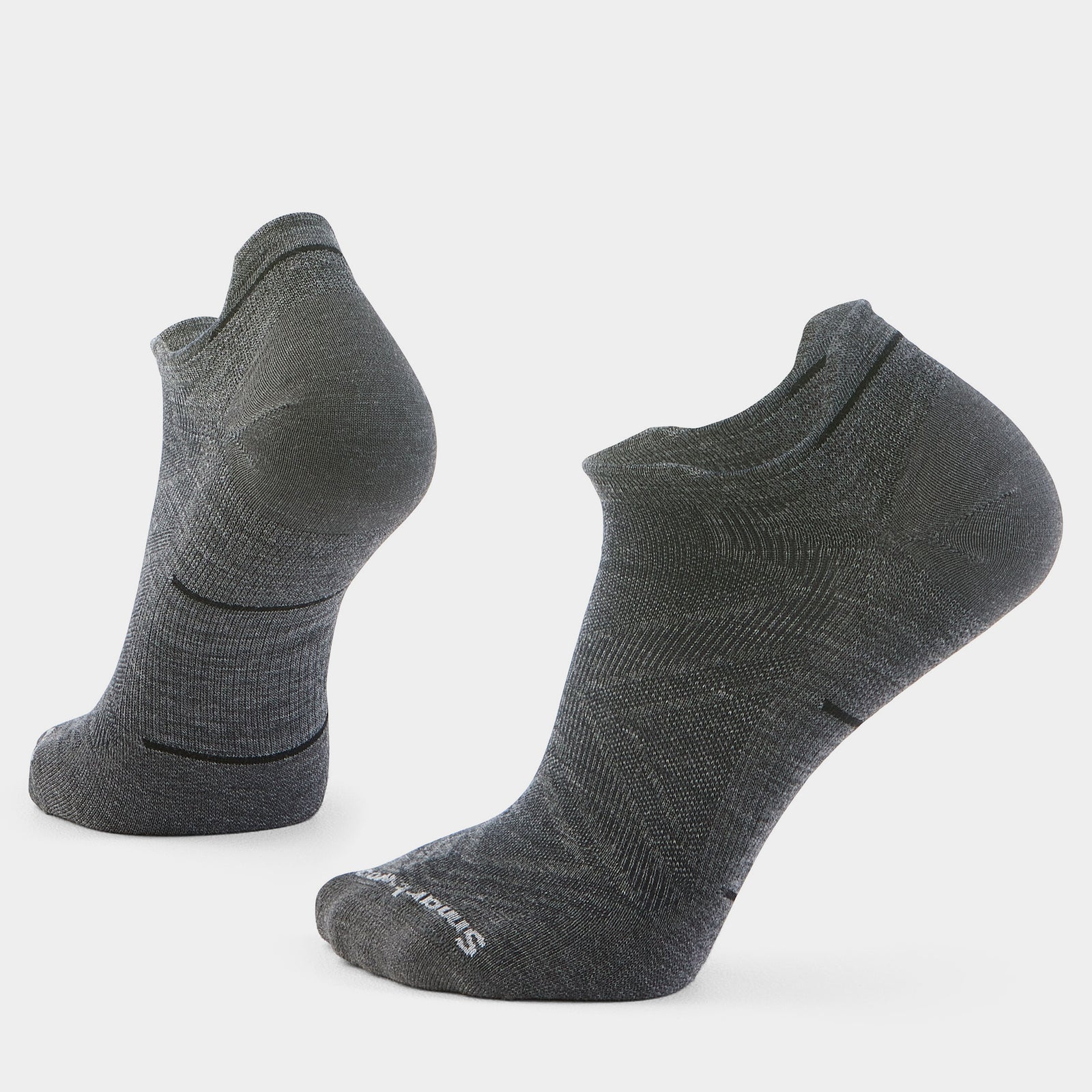 Men's Run Zero Cushion Low Ankle Socks in olive green and gray with geometric patterns, designed for comfort and durability, personally curated in Fredericksburg, Texas.