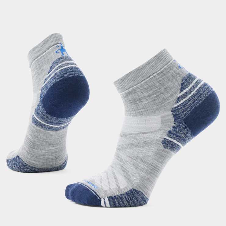 Hike Targeted Cushion Ankle Sock in gray striped geometric pattern by SMARTWOOL at HCO boutique
