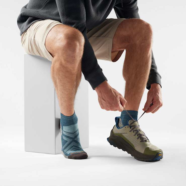 Hike Targeted Cushion Ankle Sock in gray striped geometric pattern by SMARTWOOL at HCO FBG