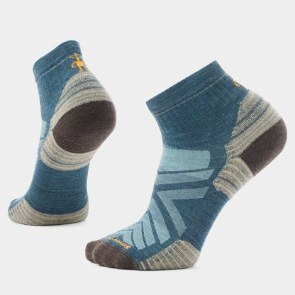 Hike Targeted Cushion Ankle Sock in blue striped geometric pattern by SMARTWOOL at HCO FBG