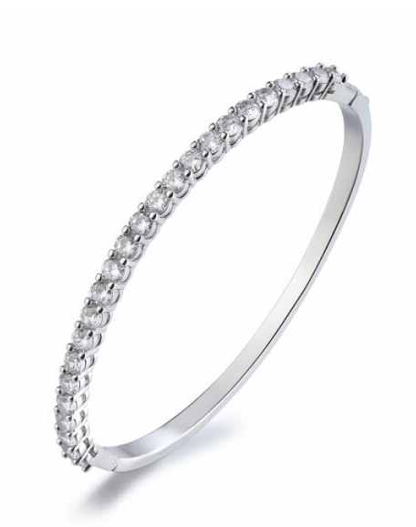 Bangle With Cz featuring sparkling CZ accents on silver surgical steel, FOSSICK IMPORTS Women’s Jewelry HCO