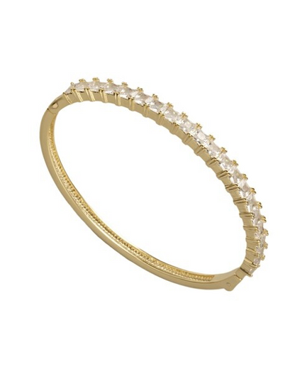 Bangle With Cz featuring gold plated and silver surgical steel with sparkling CZ accents, FOSSICK IMPORTS Women's Jewelry HCO