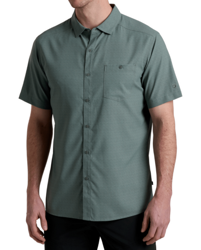 Persuadr SS - Titanium men's green short sleeve shirt with moisture wicking by KUHL