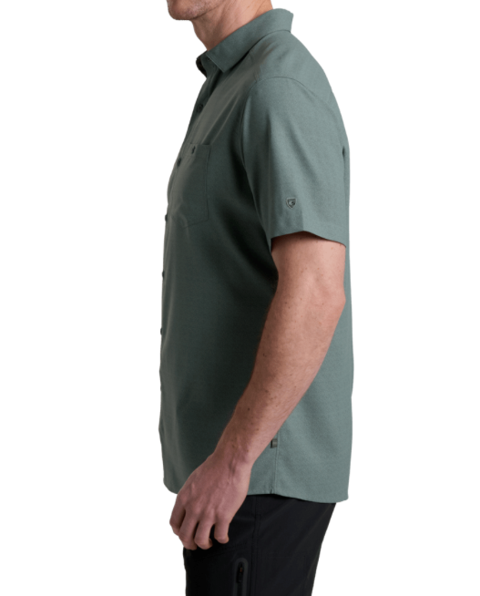 Persuadr SS - Titanium men's green short sleeve shirt with moisture wicking by KUHL