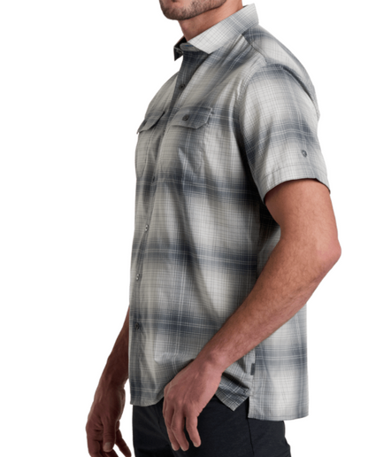Response SS - Ash lightweight men's short sleeve plaid shirt with moisture-wicking by KUHL
