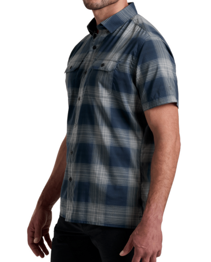 Response SS - Midnight Tide men's plaid short sleeve shirt by KUHL, moisture-wicking fabric