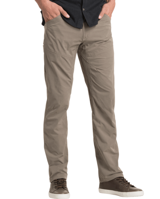 Silencr Pant Full in beige with stretch, water resistance, and UV protection by KUHL
