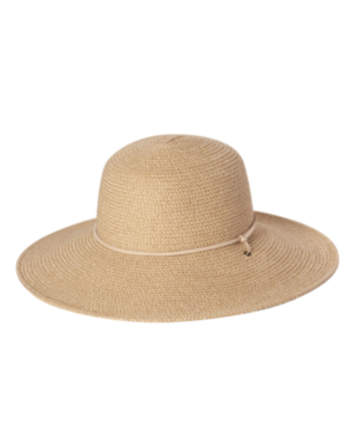 Womens Wide Brim - Genovieve natural woven hat with adjustable faux suede chin cord, KOORINGAL HEADWEAR