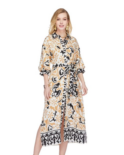 Maxi Shirt Dress - Ethnic Border