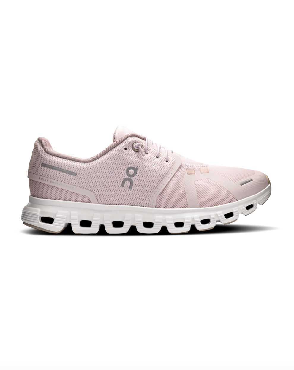 ON Cloud 6 W Orchid/Fade shoe, pink mesh upper with lace-up, white CloudTec midsole
