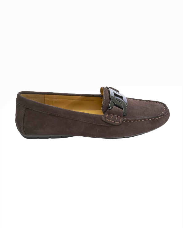 Aiker - Tmoro brown glove leather moccasin with chain accent and padded insole by VANELI