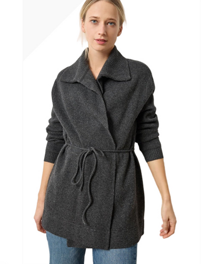Notch Collar Open Cardigan