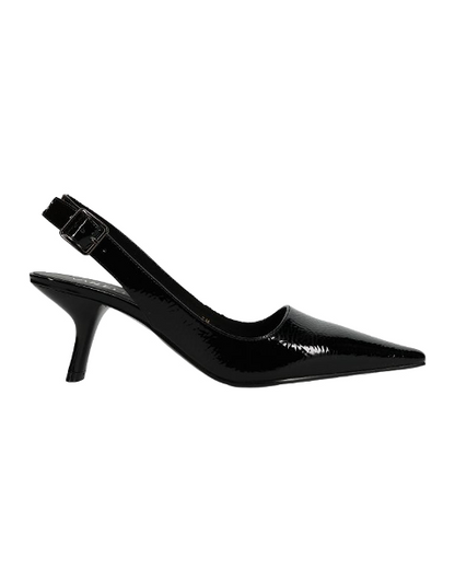 Patti - Black Naplak pointed toe slingback with patent leather and 2.25-inch heel by VANELI