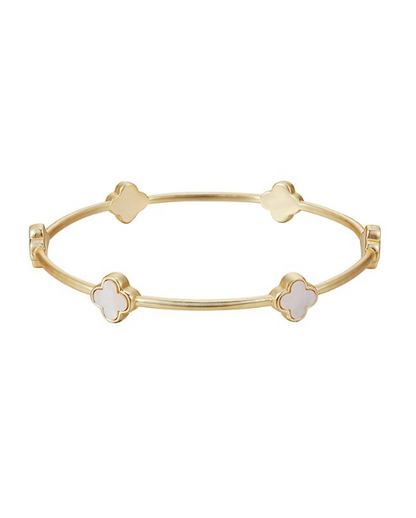 GOLD BANGLE WITH MOP CLOVERS
