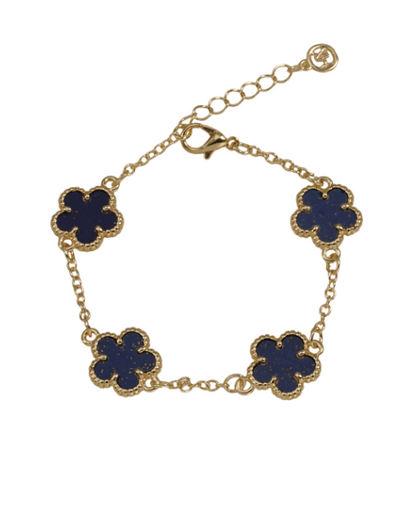 GOLD FOUR LAPIS CLOVER CHAIN BRAC