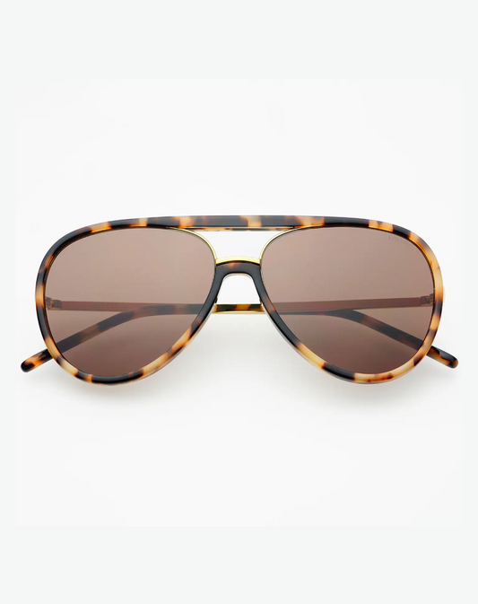 Shay Aviator Sunglasses - Milky Tortoise/Brown